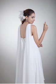 Chiffon Column Gown with Embroidery