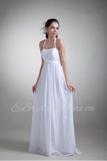 Chiffon Column Gown with Halter