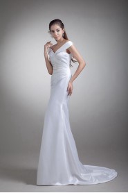 Satin Off-the-Shoulder Sheath Gown