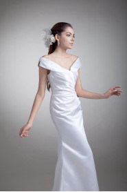 Satin Off-the-Shoulder Sheath Gown