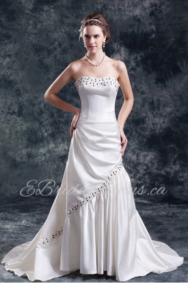 Satin Scoop Sheath Beaded Gown