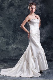 Satin Scoop Sheath Beaded Gown