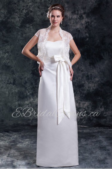 Satin Strapless Column Gown with Sash