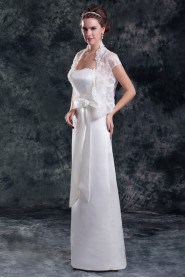 Satin Strapless Column Gown with Sash