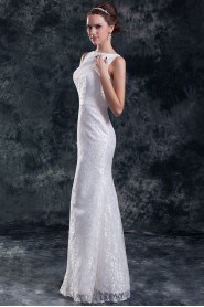 Lace Straps Sheath Gown with Embroidery