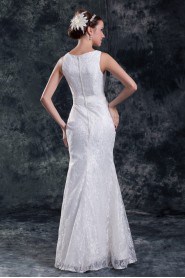 Lace Straps Sheath Gown with Embroidery