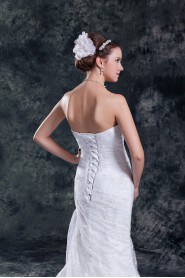 Lace Strapless Sheath Gown with Embroidery