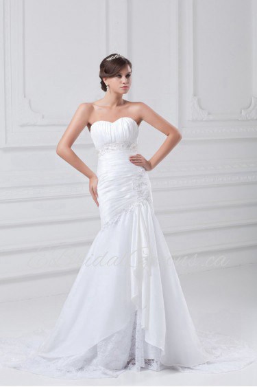 Taffeta Sweetheart Sheath Gown with Embroidery