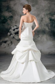 Satin Sweetheart Sheath Gown with Embroidery