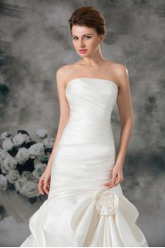 Satin Strapless Sheath Gown with Hand-made Flower