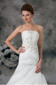 Organza Strapless Sheath Gown with Embroidery