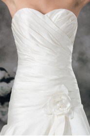 Satin Sweetheart Sheath Gown with Hand-made Flower