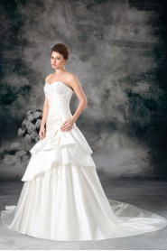 Satin Sweetheart Sheath Gown with Hand-made Flower