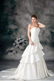 Satin Sweetheart Sheath Gown with Hand-made Flower