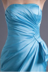 Satin Strapless Short Dress with Gathered Ruched Bodice