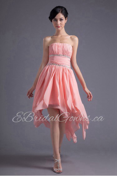 Chiffon Strapless Short Dress with Sequins