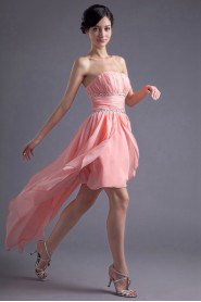 Chiffon Strapless Short Dress with Sequins