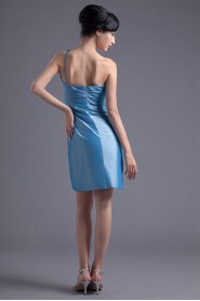 Taffeta One Shoulder Short Dress with Hand-made Flower