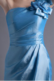 Taffeta One Shoulder Short Dress with Hand-made Flower