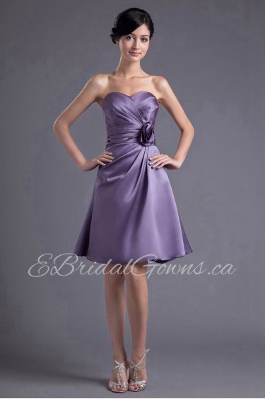 Satin Sweetheart Knee Length Dress