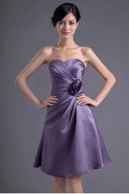 Satin Sweetheart Knee Length Dress