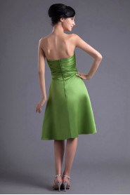 Satin Sweetheart Knee Length Dress with Hand-made Flowers