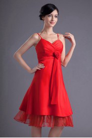 Satin and Organza Short Dress with Hand-made Flower