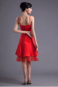 Satin and Organza Short Dress with Hand-made Flower