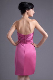 Satin Strapless Short Dress with Hand-made Flower