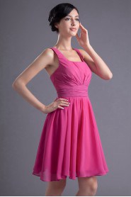 Chiffon Square A Line Short Dress with Sash