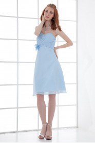 Chiffon Sweetheart Knee Length Dress with Hand-made Flower