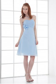 Chiffon Sweetheart Knee Length Dress with Hand-made Flower