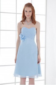 Chiffon Sweetheart Knee Length Dress with Hand-made Flower