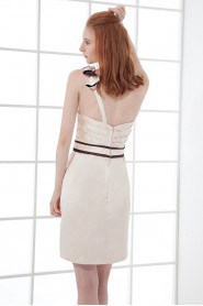 Satin One Shoulder Short Bow Dress