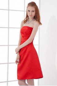 Satin Strapless A Line Dress