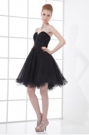 Net Sweetheart Short Dress with Embroidery