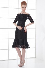 Lace Off-the-Shoulder Knee Length Dress with Half Sleeves