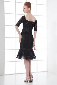 Lace Off-the-Shoulder Knee Length Dress with Half Sleeves