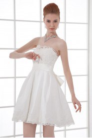 Satin Strapless A Line Short Dress with Sash