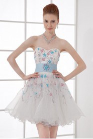 Organza Sweetheart Short Dress with Sash