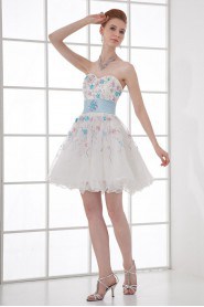 Organza Sweetheart Short Dress with Sash