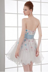 Organza Sweetheart Short Dress with Sash