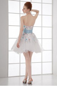 Organza Sweetheart Short Dress with Sash