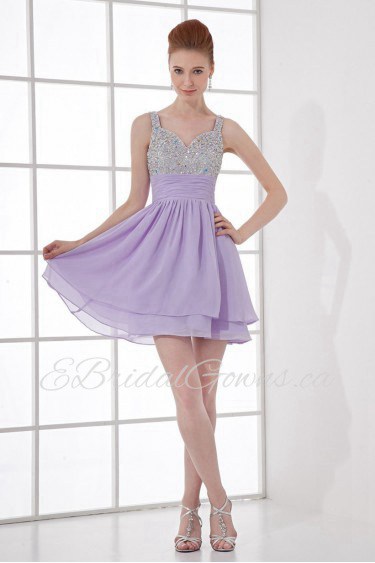 Chiffon Sweetheart Short Dress with Sequins