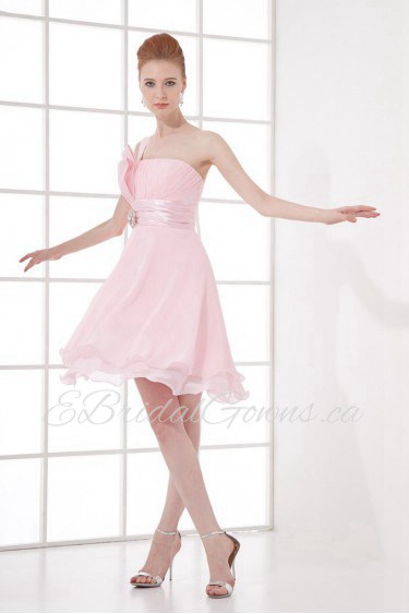 Chiffon Strapless Knee Length Dress