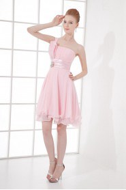 Chiffon Strapless Knee Length Dress