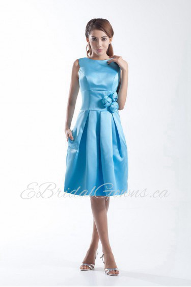 Satin Jewel Knee Length Dress