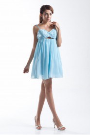 Chiffon Short Dress with Embroidery