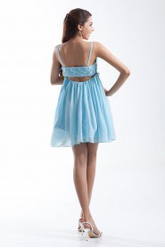 Chiffon Short Dress with Embroidery