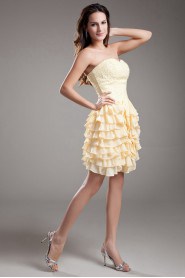 Chiffon Sweetheart Short Dress with Embroidery